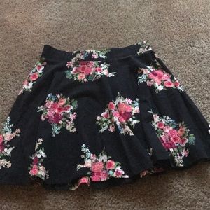 Black floral skater skirt